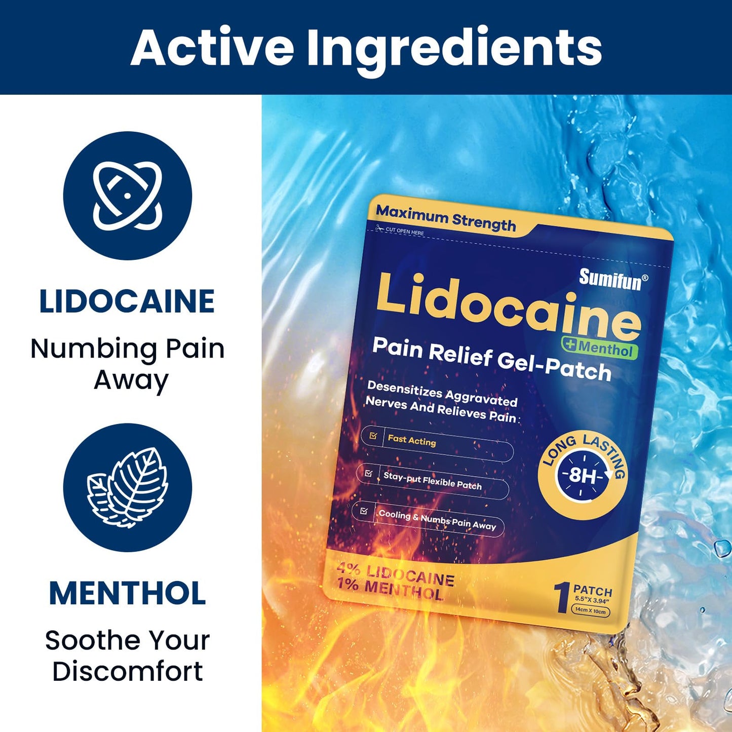 Sumifun 4% Lidocaine Patches Plus 1% Menthol - 30 Counts Maximum Strength OTC Pain Relief Patches for Back Ache Stiff Neck Joint Pain Muscle Soreness Topical Analgesic SumifunBuy Supplements Australia