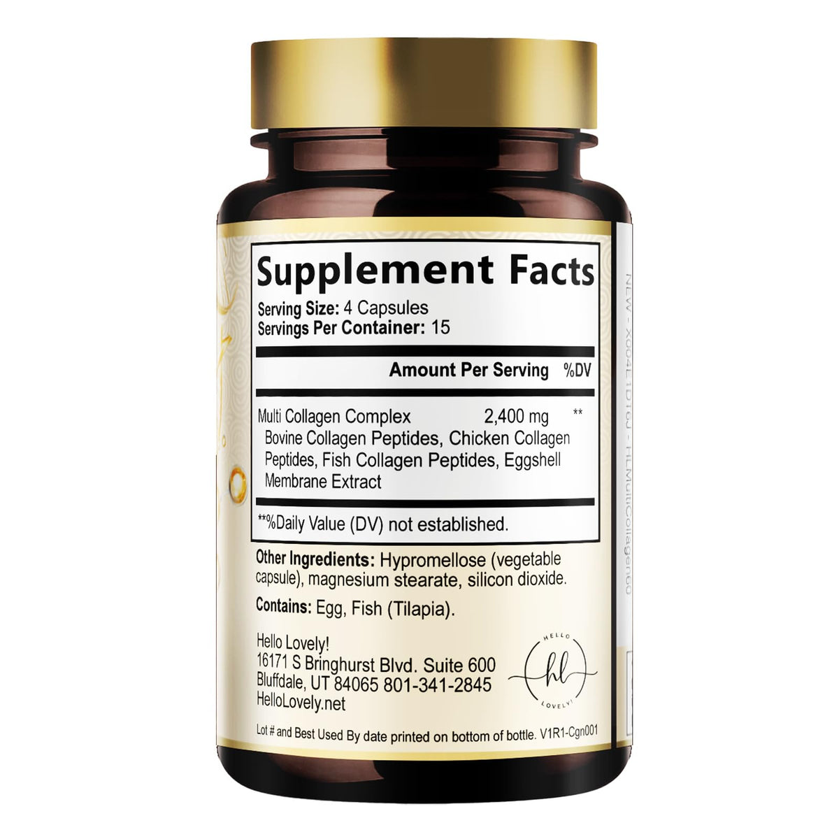 Multi Collagen Peptides for Women & Men - 2400mg per Serving - Best Hydrolyzed Collagen Complex with Type I, II, III, V, X - Hair, Skin, Nails & Joint Support Supplement - Bottled USA - 60 Capsules Hello Lovely! buy supplements Au