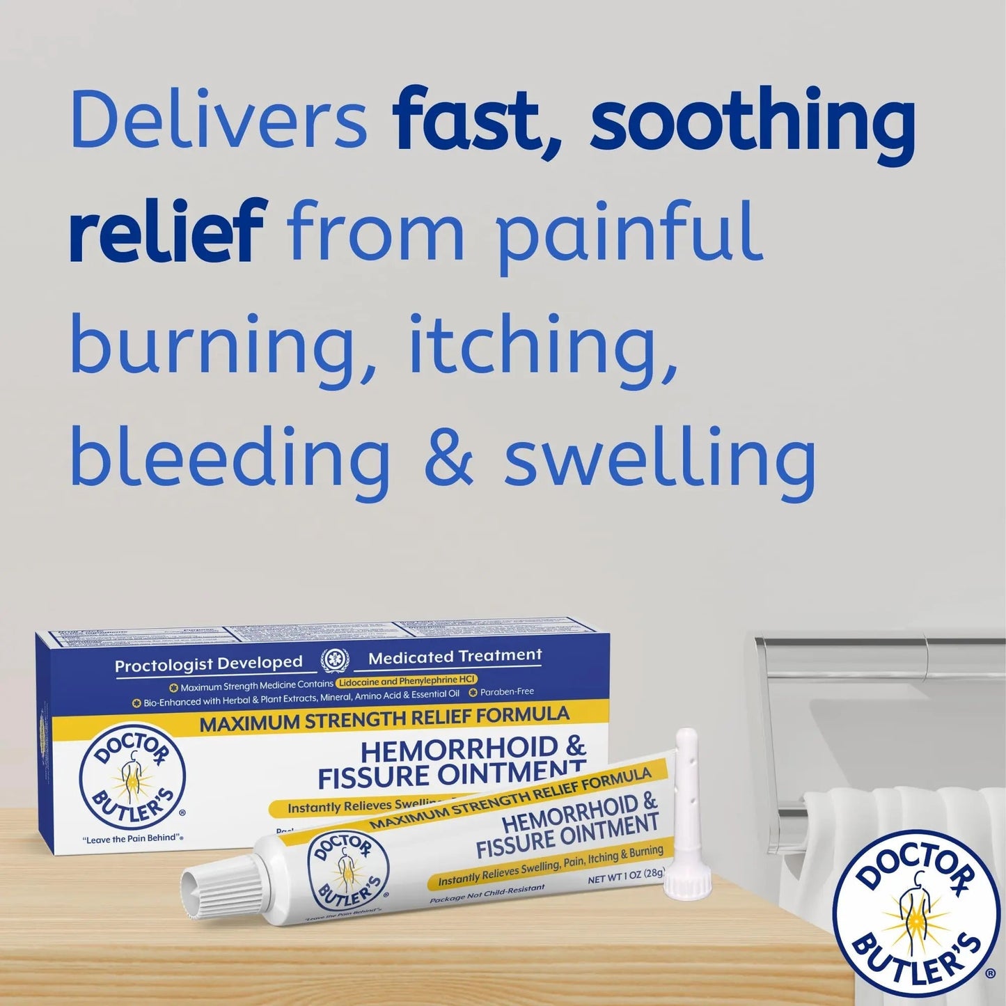 Doctor Butler’s Hemorrhoid & Fissure Ointment – Hemorrhoid Treatment and Hemorrhoid Cream with Lidocaine and Phenylephrine HCI for Fast Acting Relief of Pain, Swelling, Discomfort, and Itching (1 oz.) Doctor Butler'sBuy Supplements Australia