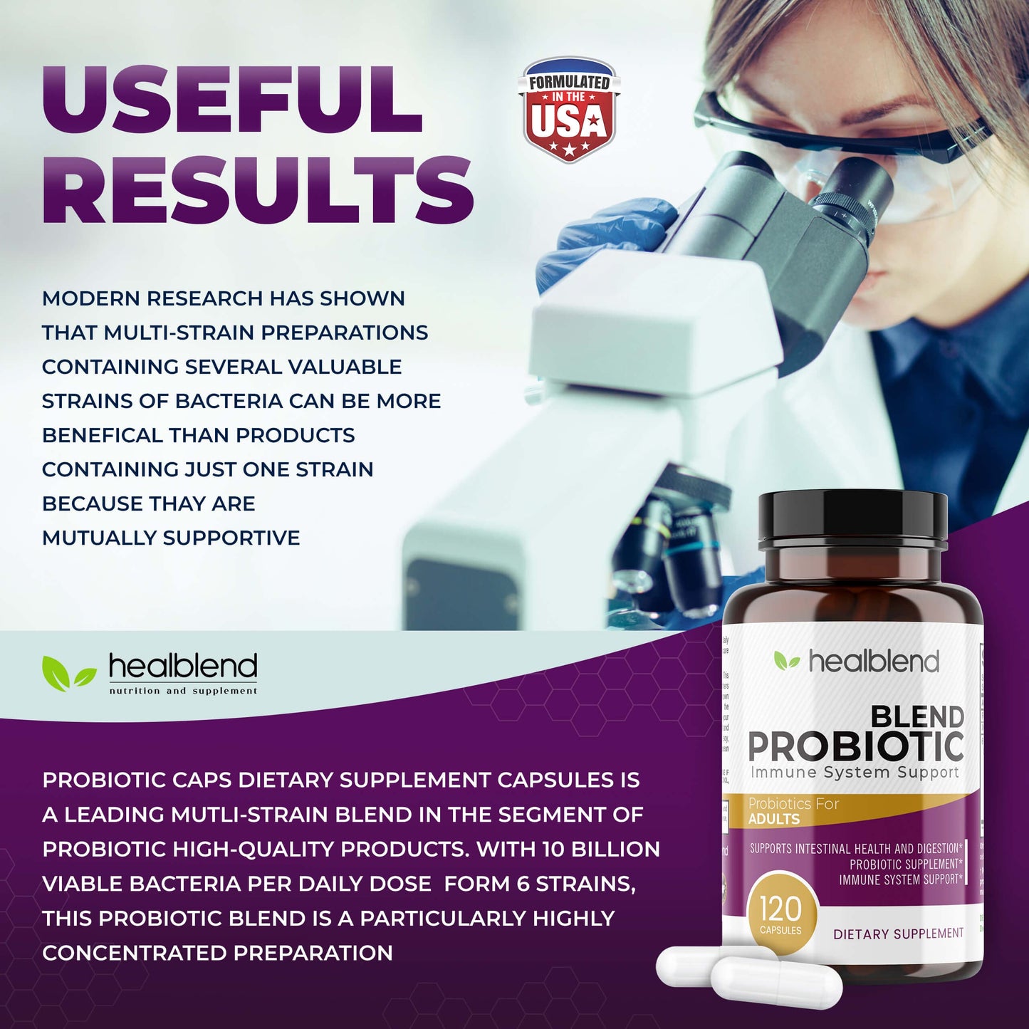healblend Probiotic Caps Dietary Supplement Capsules, Probiotic for Women and for Men Digestive Health, Immune System Support, Non-GMO, Gluten-Free, 120 Veg Caps healblend buy supplements Au