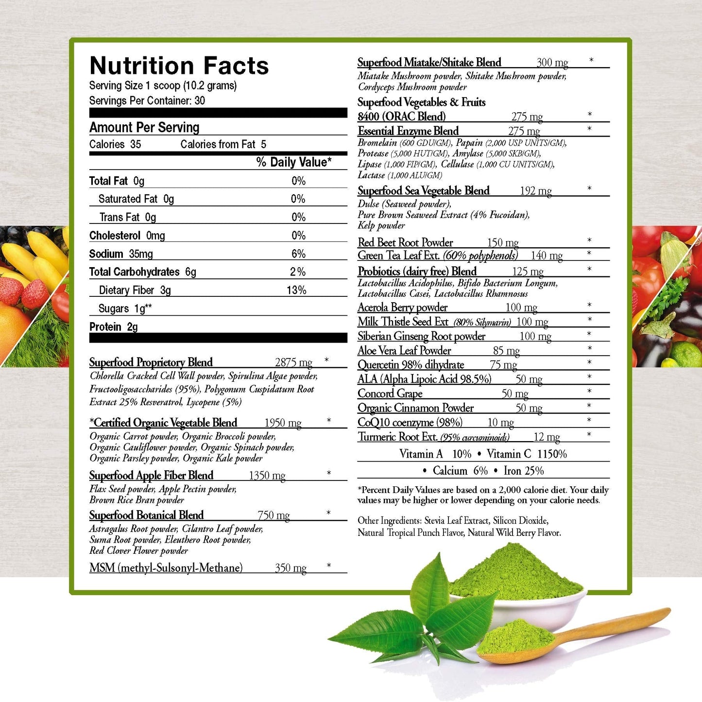 ecostream Naturals Vital First Daily Greens Superfood Powder 50 Whole Super Foods with Spirulina, Chlorella, Flax Seed, Fiber and Enzymes with Organic Greens - 30 Servings ecostream Naturals buy supplements Au