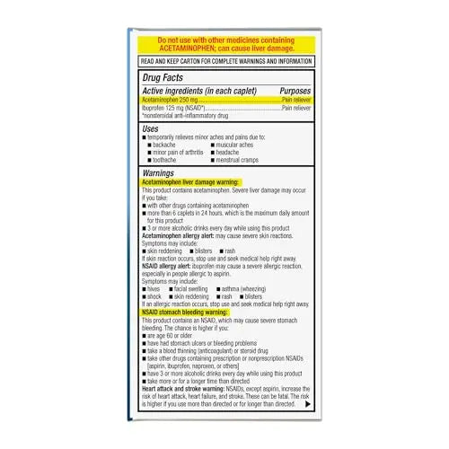 GoodSense Dual Action Acetaminophen and Ibuprofen (NSAID) Tablets, 250 mg/125 mg, Back Pain, 144 Count GoodSenseBuy Supplements Australia