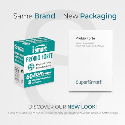 Supersmart - Probio Forte 8 Billion CFU per Capsule (Advanced Formula) - Daily Probiotics Supplement for Women & Men | Non-GMO & Gluten-Free - 60 DR Caps SupersmartBuy Supplements Australia