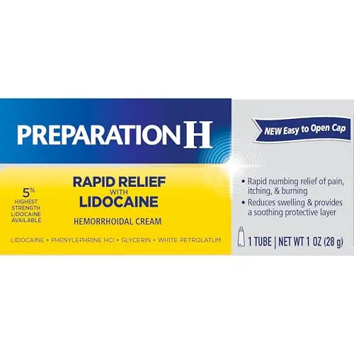 Preparation H Rapid Relief Hemorrhoid Cream with Lidocaine, Numbing Relief for Swelling, Pain, Burning and Itching - 1 Oz Tube Preparation HBuy Supplements Australia