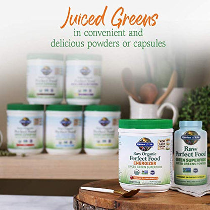 Garden of Life Raw Organic Perfect Food Energizer Juiced Green Superfood Powder - Yerba Mate Pomegranate, 30 Servings, Green Superfood Powder & Probiotics, Gluten Free Whole Food Greens Supplements Garden of LifeBuy Supplements Australia