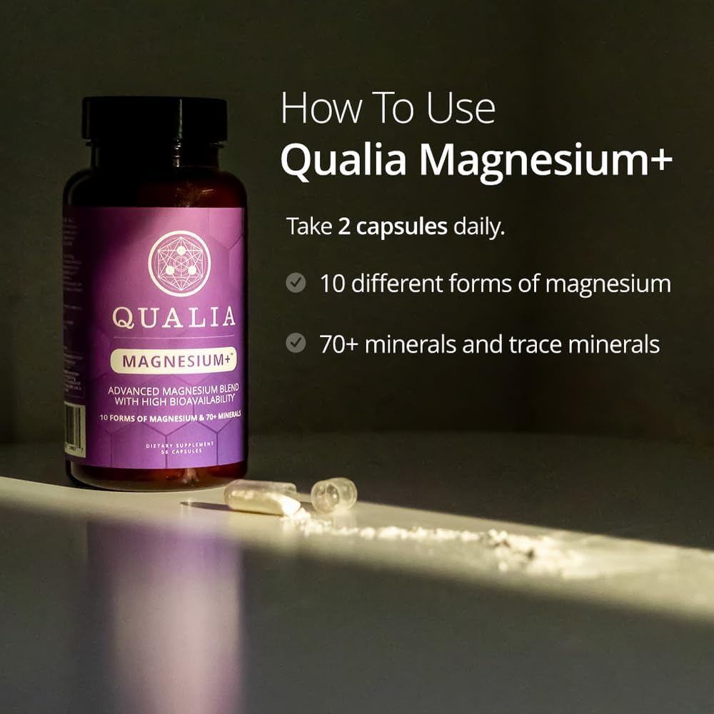 Qualia Magnesium+ | Doctor-Formulated. Premium Formula | High Bioavailability | 10 Forms of Magnesium & 70+ Minerals | Relaxed Mood, restful Sleep, & Exercise Recovery | 1 Month Supply QUALIA LIFE SCIENCES buy supplements Au