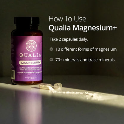 Qualia Magnesium+ | Doctor-Formulated. Premium Formula | High Bioavailability | 10 Forms of Magnesium & 70+ Minerals | Relaxed Mood, restful Sleep, & Exercise Recovery | 1 Month Supply QUALIA LIFE SCIENCES buy supplements Au
