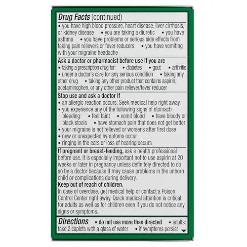 Excedrin Migraine Relief Caplets for Migraine Symptoms, Acetaminophen 250mg, Aspirin 250mg, Caffeine 65mg, Pain Reliever, 24 Count ExcedrinBuy Supplements Australia