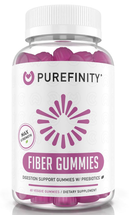 PUREFINITY Fiber Gummies for Adults with Inulin FOS from Chicory Root, Sugar Free Prebiotic Supplement for Daily Digestion
