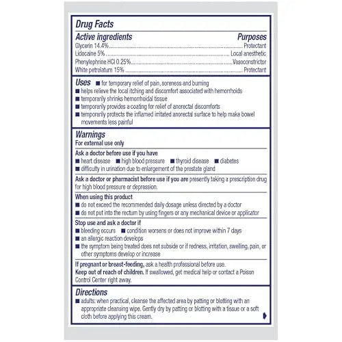 Preparation H Rapid Relief Hemorrhoid Cream with Lidocaine, Numbing Relief for Swelling, Pain, Burning and Itching - 0.75 Oz Tube Preparation HBuy Supplements Australia