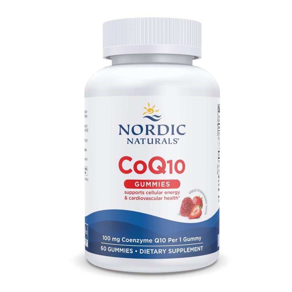 Nordic Naturals CoQ10 Gummies, Strawberry - 60 Gummies - 100 mg Coenzyme Q10 (CoQ10) - Great Taste - Heart Health, Cellular Energy Production, Antioxidant Support - Non-GMO, Vegan - 60 Servings Nordic NaturalsBuy Supplements Australia