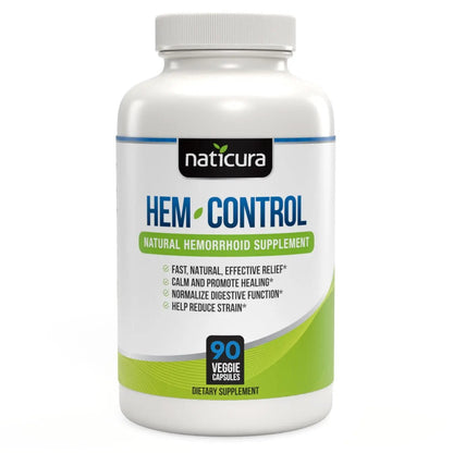 Naticura Hem-Control - Fast Effective Hemorrhoid Treatment Supplement - Powerful Formula to Promote Symptom Relief, Shrinking of Hemorrhoids, Ease Discomfort - 90 Vegan Capsules - Made in USA NaticuraBuy Supplements Australia