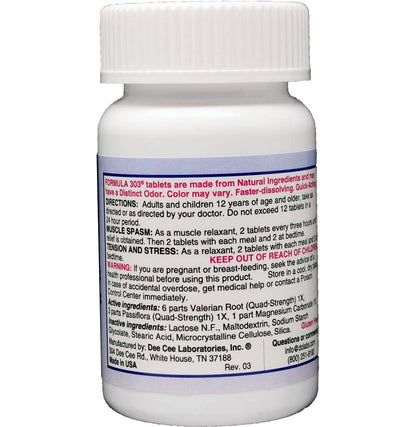 Dee CEE Labs Formula 303 Maximum Strength Tablets, 90 Tablets; All-Natural containing Magnesium for Sore Muscles