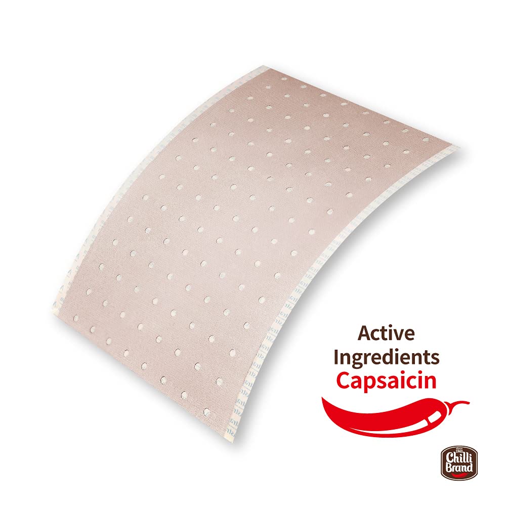 Chilli Brand Large Size Plaster Porous Capsicum Heat Patch for Arthritis & Back Muscle Knee Gout Neck Pain - Extra Strength Pain Relief Plaster, 7" x 4.5" (Size: L, 12 Sheets) POROUS-CAPSICUM-PLASTERBuy Supplements Australia