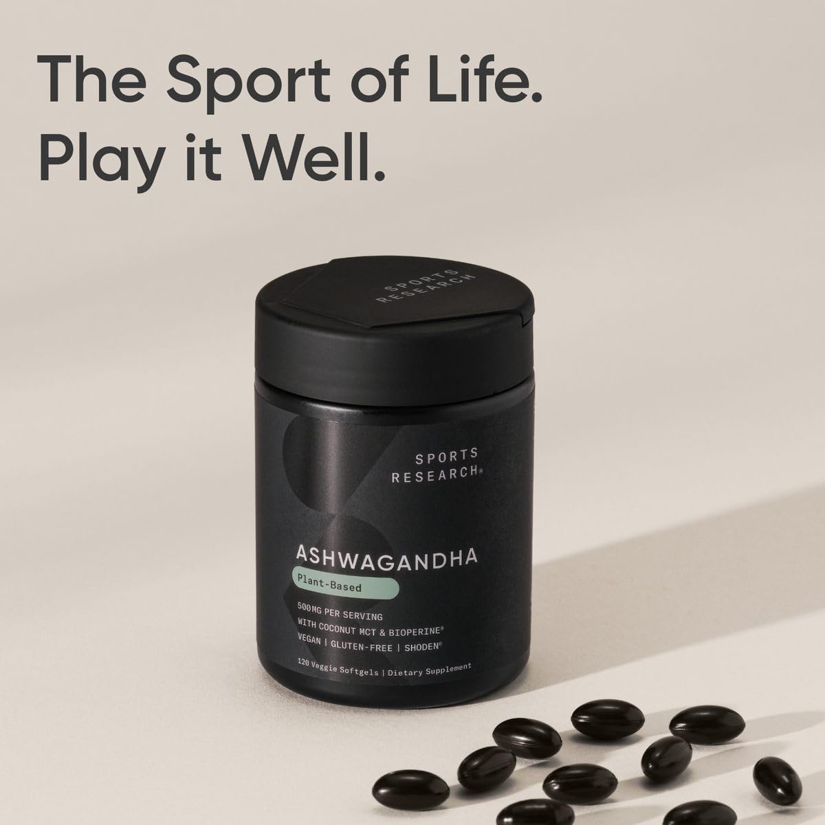 Sports Research® Ashwagandha Softgels with Coconut MCT Oil - Natural Ayurvedic Adaptogen Made with Shoden® Ashwa for Relaxation, Calm & Sleep Support - Gluten Free & Vegan Friendly - 120 Count Sports Research buy supplements Au