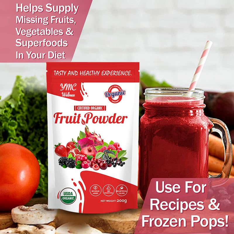 Organic Superfood Fruit Powder Smoothie & Juice mix - Antioxidants Rich Nutrients. Digestive Health, Weight Management, Immune Boosting, Energy boosting, Vitality, Vegan, Non- GMO, Gluten Free, Vegan. YMC WellnessBuy Supplements Australia