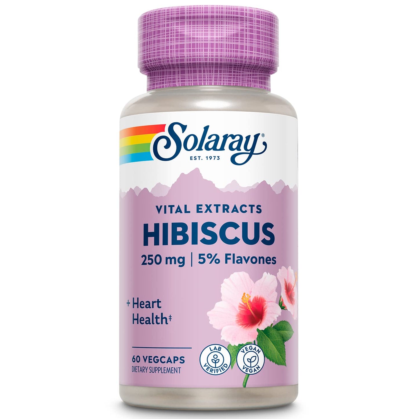 SOLARAY Hibiscus Flower Extract Sabdariffa Supplement - 250 mg, Healthy Cardiovascular Function Support for Men and Women, Non-GMO, Vegan Capsules - 60 Count VegCaps SOLARAYBuy Supplements Australia