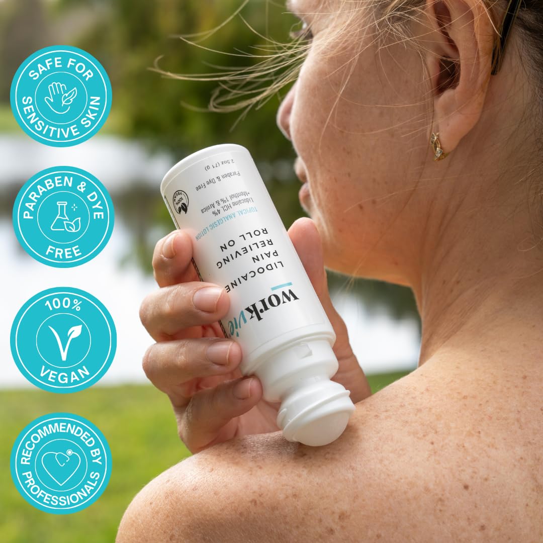 Workvie Lidocaine Roll On Pain Relief Cream 2pk Maximum Strength - Arnica, Menthol, Aloe Vera - Soothing Relief for Muscles and Joints - Sensitive Skin Friendly WorkvieBuy Supplements Australia
