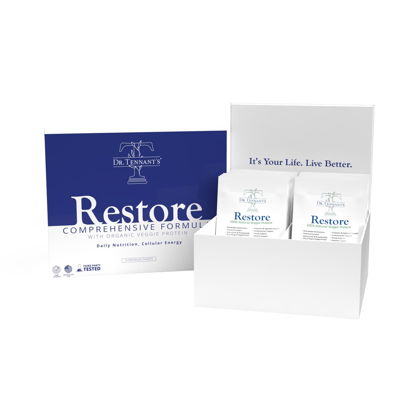 Dr. Tennant's Restore Vanilla Shake | 50+ Methylated Vitamins & Minerals | 23g Vegan Protein | Organic, Gluten-Free | Boosts Energy, Immune & Gut Health | 14-Day All-in-One Supplement Dr. Tennant'sBuy Supplements Australia