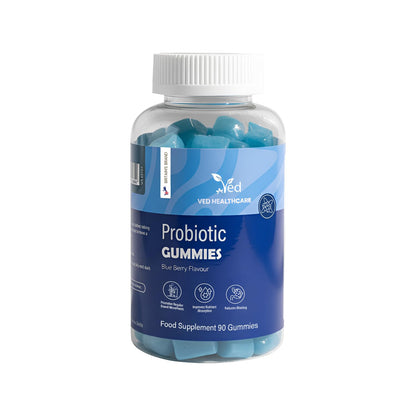 Vegan Probiotic Gummies with Prebiotics, Blueberry Flavour, 2 Gummies Daily (90 Count), 45 Days Supply, Non-GMO, Gluten Free,