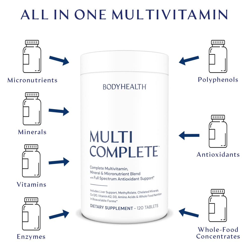 BodyHealth Multi Complete (120 Ct) Daily Multivitamin for Men and Women with Whole Foods, Minerals, Antioxidants, Organic Green Food Concentrates, and Liver Detox Extracts, Non GMO BodyHealth buy supplements Au