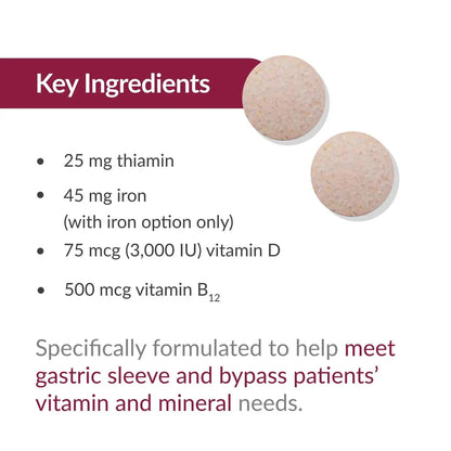 Bariatric Advantage Chewable Ultra Solo with Iron - Once-Per-Day Daily Multivitamin - for Bariatric Surgery Patients - Thiamin, Vitamin A & More Bariatric Advantage
