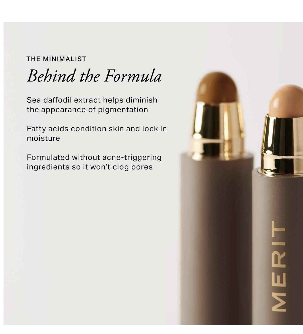 MERIT The Minimalist Perfecting Complexion Foundation and Concealer Stick Camel MeritBuy Supplements Australia