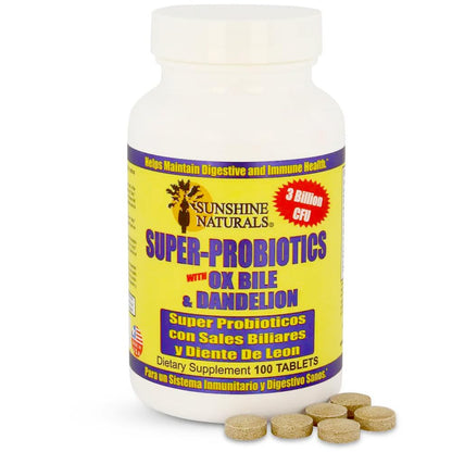 Sunshine Naturals Super Probiotics Supplement. Improves Digestion, Gut Health, Immune System Support, and Healthy Bowel Function. Promotes Healthy Flora. 100 Capsules. Sunshine NaturalsBuy Supplements Australia