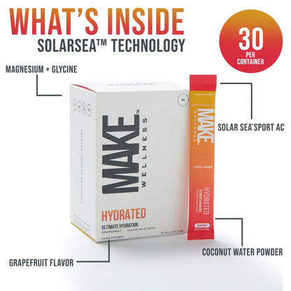 Make Wellness HYDRATED | 30 Servings | Grapefruit Flavor | Supports Hydration & Electrolyte Balance | Bioactive Peptide Blend for Daily Overall Wellness Make WellnessBuy Supplements Australia