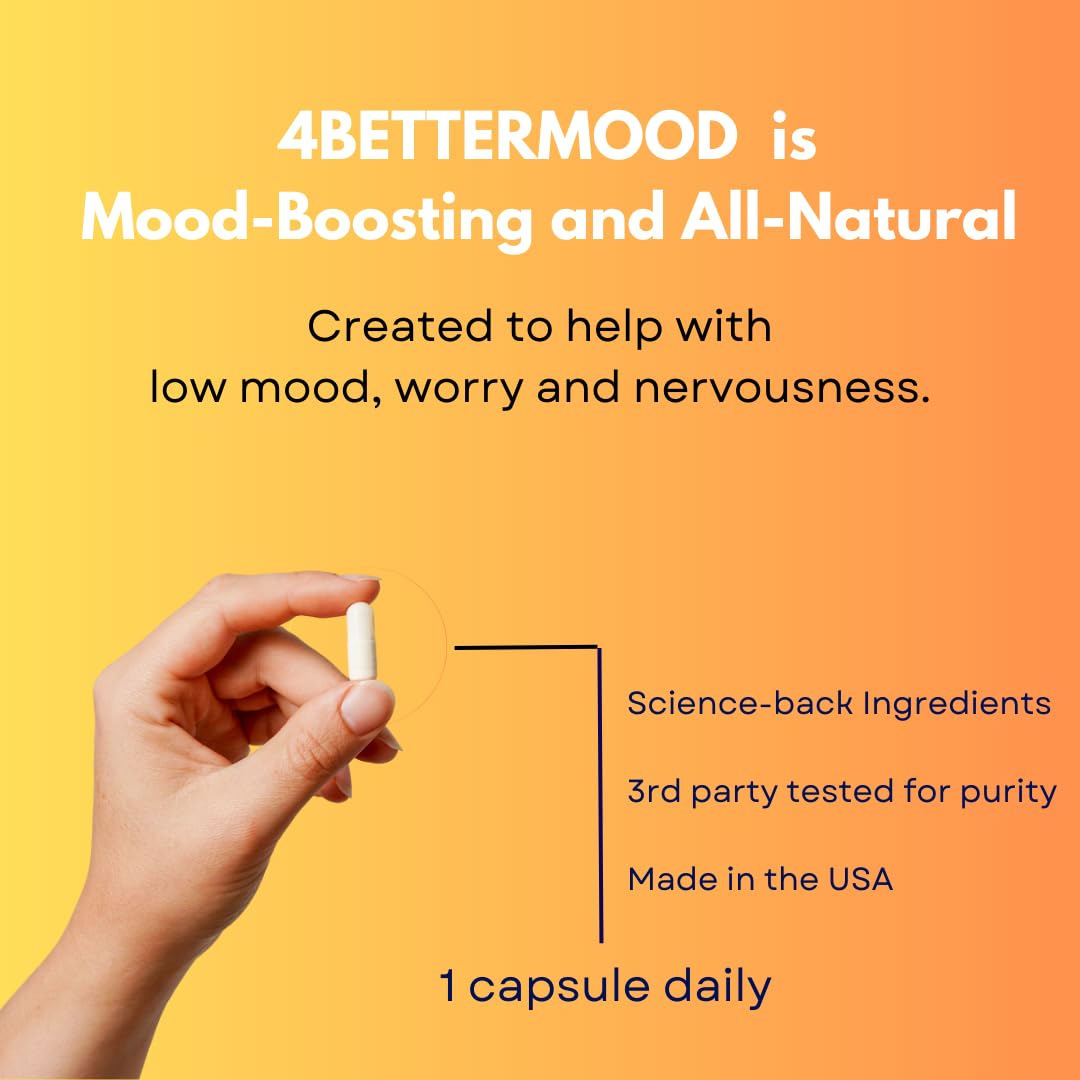 4BETTERMOOD Positivity & Stamina Capsule (30ct) Premium Mood Supplement - Enhance Mood & Promote Emotional Balance - Rhodiola, L-Theanine. Bocopa monnnieri, Velvet Bean, Skull Cap & Ashwaganda. 4BETTERMOOD Positivity & Stamina buy supplements Au