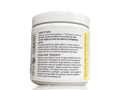 Sufficient-C High Dose Non-GMO Vitamin C Lemon Peach Immune-Ade Drink Mix, Convenient 125 Gram Size w/L-lysine, Bromelain & a Premium 96% Pure Green Tea Extract