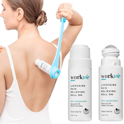 Workvie Lidocaine Pain Relief Roll On 2 Pack & Easy Reach Applicator Tool – Fast Acting Topical Lidocaine Maximum Strength with Arnica Montana & Aloe Vera for Muscles, Joints, Back, Neck & Feet WorkvieBuy Supplements Australia
