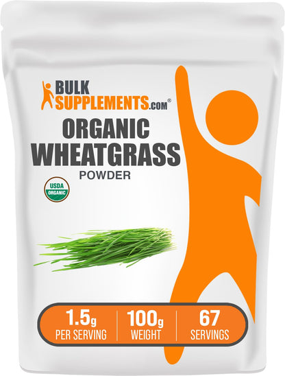BulkSupplements.com Organic Wheatgrass Powder - Organic Super Greens Powder, Superfoods Supplement - Vegan & Gluten Free, 1.5g per Serving, 100g (3.5 oz) (Pack of 1) BulkSupplementsBuy Supplements Australia