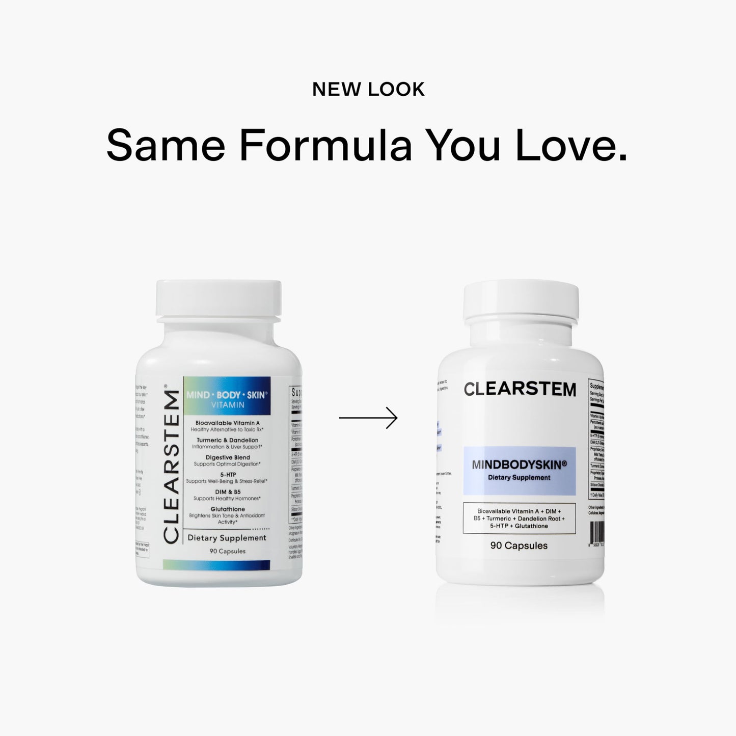 CLEARSTEM - MINDBODYSKIN Hormonal Acne Supplement (5-HTP) - Natural DIM Supplement - Skin Care Vitamins - Hormone Balance, Antioxidants - Gluten Free,