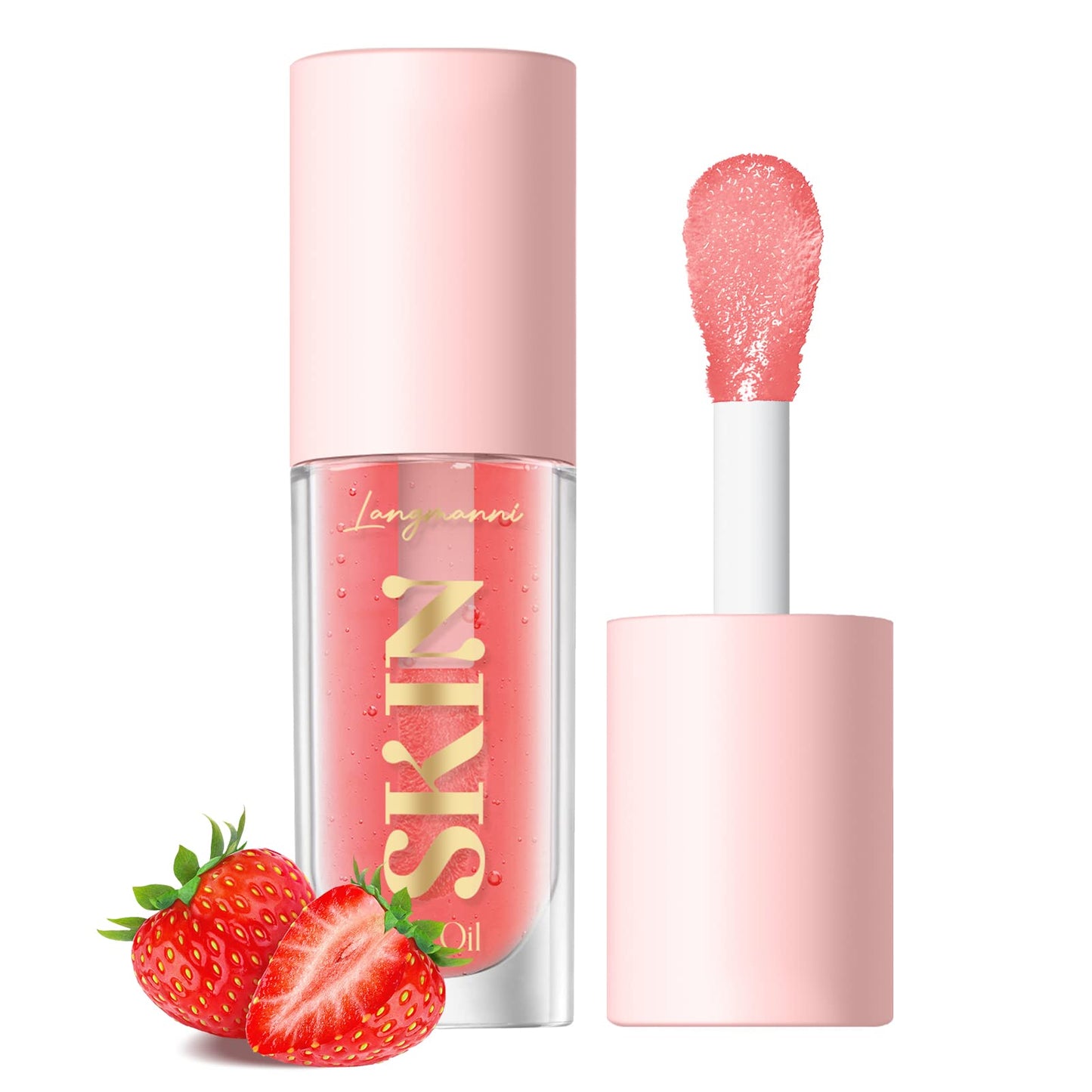 LANGMANNI Moisturizing Lip Oil,No-Sticky Lip Gloss Lip Balm Lip Care,Fruit Flavoured Lip Oil For Dry Lip's Moisturizing Hydrating And Nourishing ((Strawberry)) LANGMANNIBuy Supplements Australia
