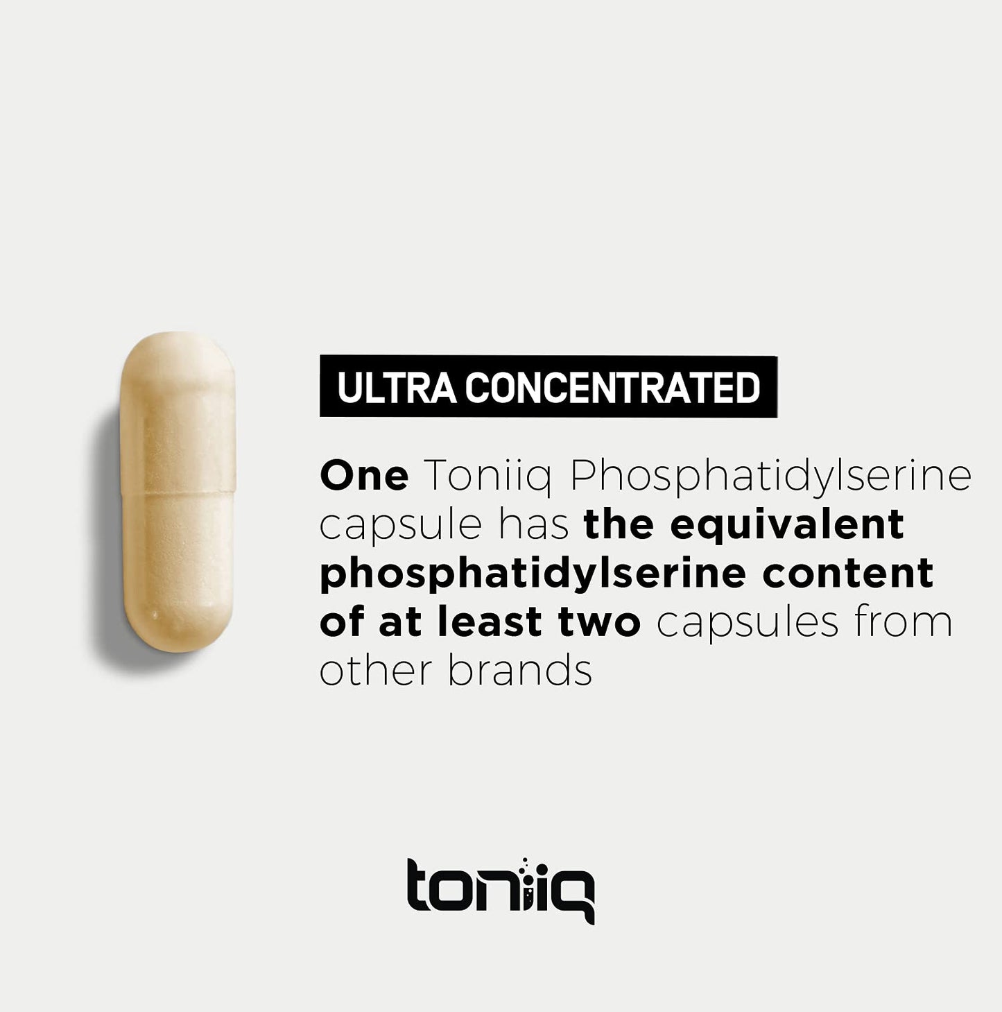 Toniiq Phosphatidylserine - 400mg Formula - World’s First 50% Purity - Highest Purity in the US - Soy Free Phosphatidylserine Supplement