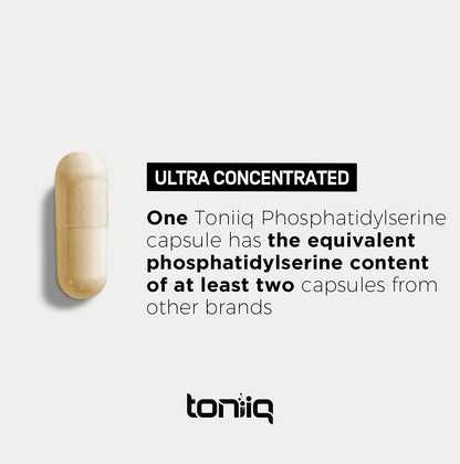 Toniiq Phosphatidylserine - 400mg Formula - World’s First 50% Purity - Highest Purity in the US - Soy Free Phosphatidylserine Supplement