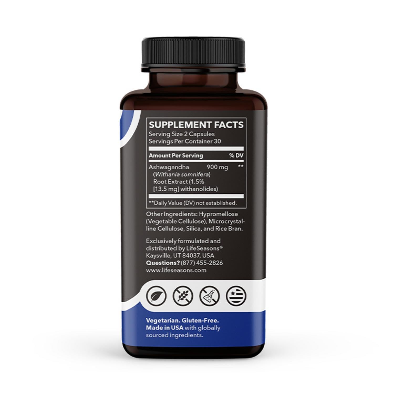 LifeSeasons Essentials Ashwagandha - Stress & Sleep Support Supplement - Calm & Focused Mind - Improves Athletic Performance & Brain Function - 900mg per 2 Capsules - 60 Capsules LifeSeasons buy supplements Au