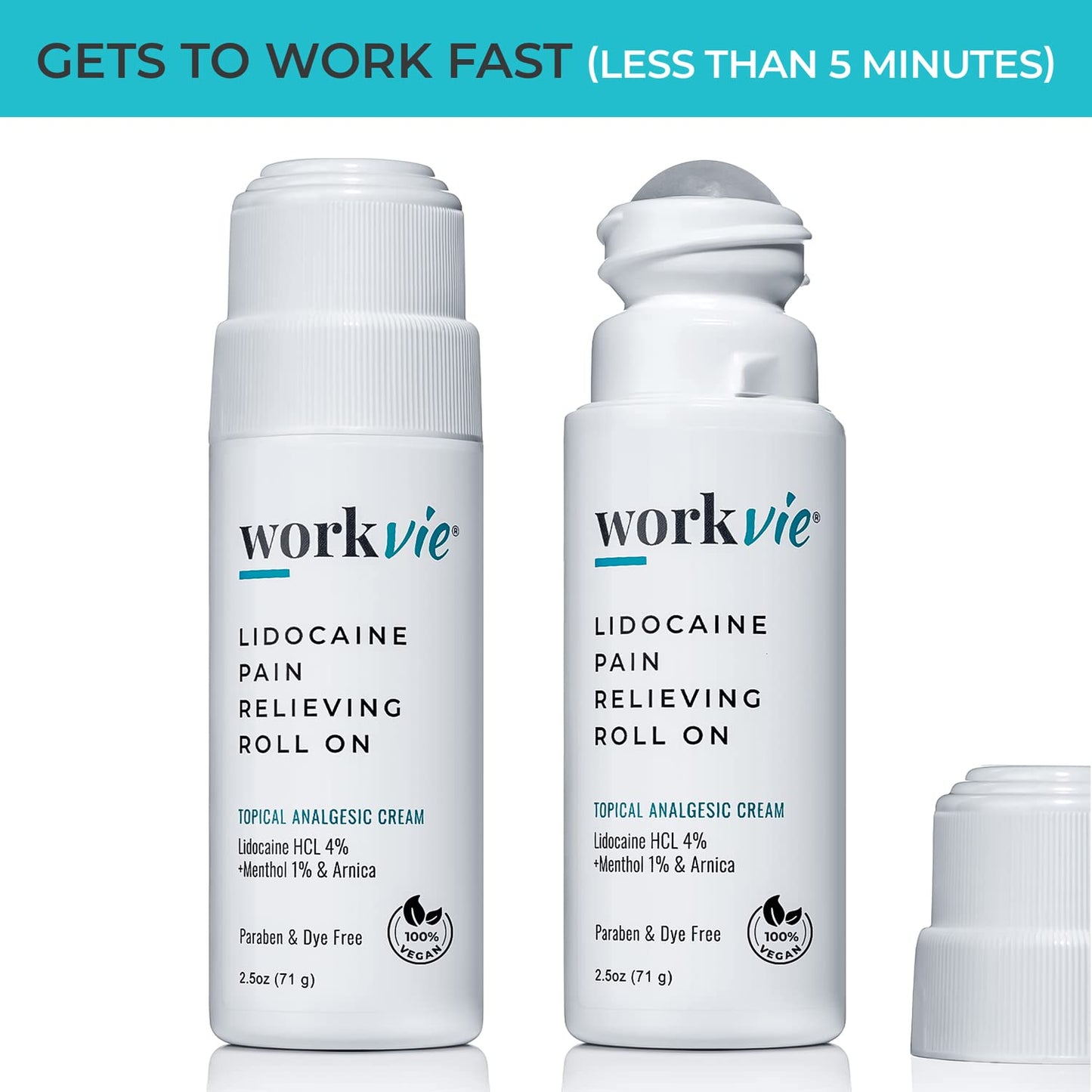 Workvie Lidocaine Pain Relief Roll On 2 Pack & Easy Reach Applicator Tool – Fast Acting Topical Lidocaine Maximum Strength with Arnica Montana & Aloe Vera for Muscles, Joints, Back, Neck & Feet WorkvieBuy Supplements Australia
