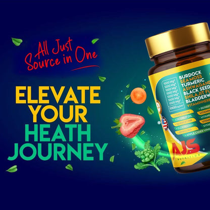 AJS Sea Moss Capsules 3200mg, Himalayan Shilajit 1000mg with Black Seed Oil, Ashwagandha, Turmeric, Bladderwrack, Burdock, Vitamins, Berberine, Lion’s Mane Mushroom, Elderberry- 90 Caps AJS NutritionBuy Supplements Australia