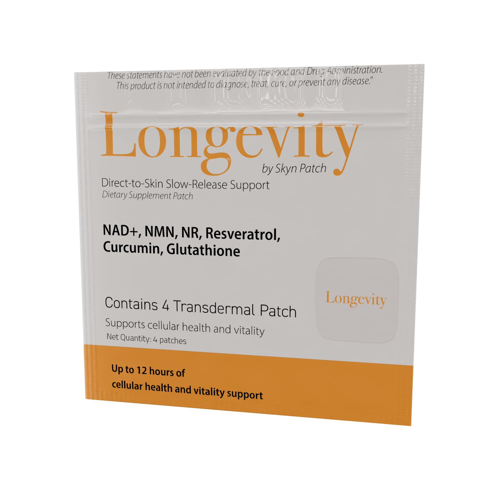 Longevity by Skyn Patch packaging on a white background