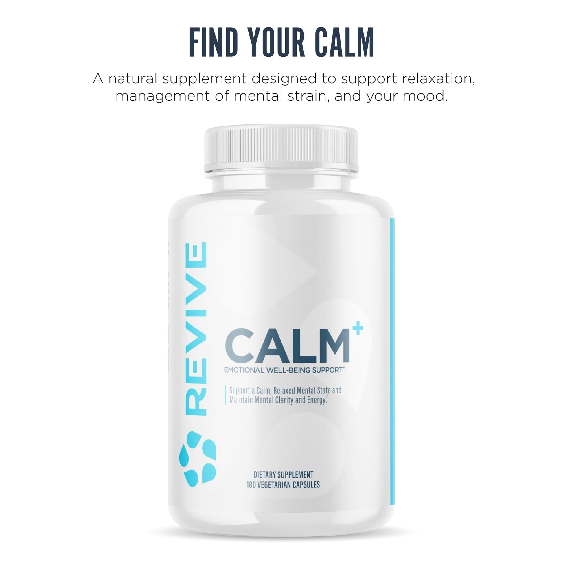Revive MD Calm, Emotional Well-Being Support Supplement - Stress Management for Men & Women - Mood Enhancement Supplement Promotes Relaxation with L-Theanine, GABA & 5-HTP (180 Capsules, 30 Servings) ReviveBuy Supplements Australia