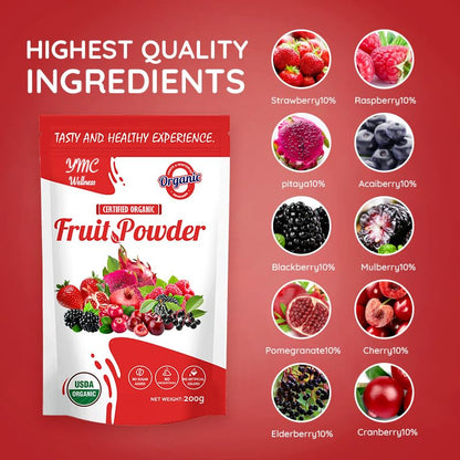 Organic Superfood Fruit Powder Smoothie & Juice mix - Antioxidants Rich Nutrients. Digestive Health, Weight Management, Immune Boosting, Energy boosting, Vitality, Vegan, Non- GMO, Gluten Free, Vegan. YMC WellnessBuy Supplements Australia