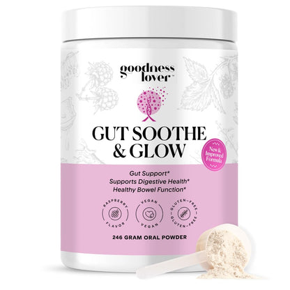 Goodness Lover Gut Soothe & Glow, Gut Digestive Support Supplement with L-Glutamine Powder and MSM, Support Bloat Relief, with Aloe Vera, Slippery Elm, Lemon Balm, 30 Servings Goodness Lover buy supplements Au