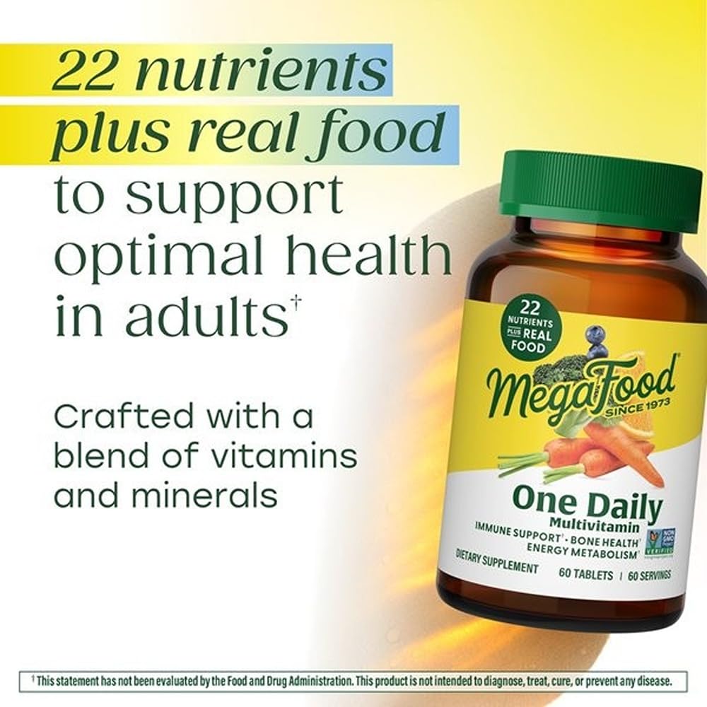 MegaFood One Daily Multivitamin for Women and Men, Immune Support Supplement with Real Food, Vitamin C & Vitamin B, Bone Health, Cellular Energy Metabolism, Vegetarian, Non-GMO, 90 Tablets MegaFood buy supplements Au