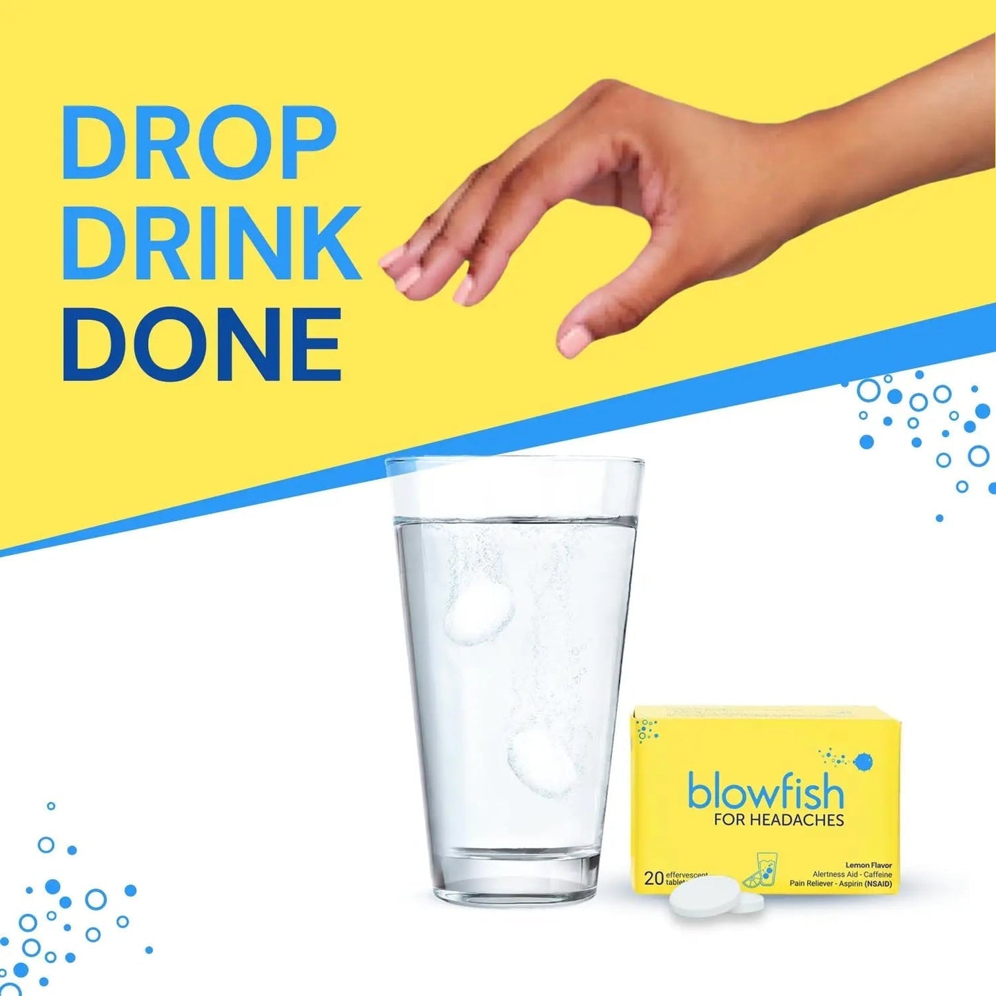 Blowfish for Headaches | Maximum Strength Effervescent Pain Relief Tablets – Treats Headaches Fast, 2X Faster Than Pills – Lemon Flavor (2 Pack) BlowfishBuy Supplements Australia