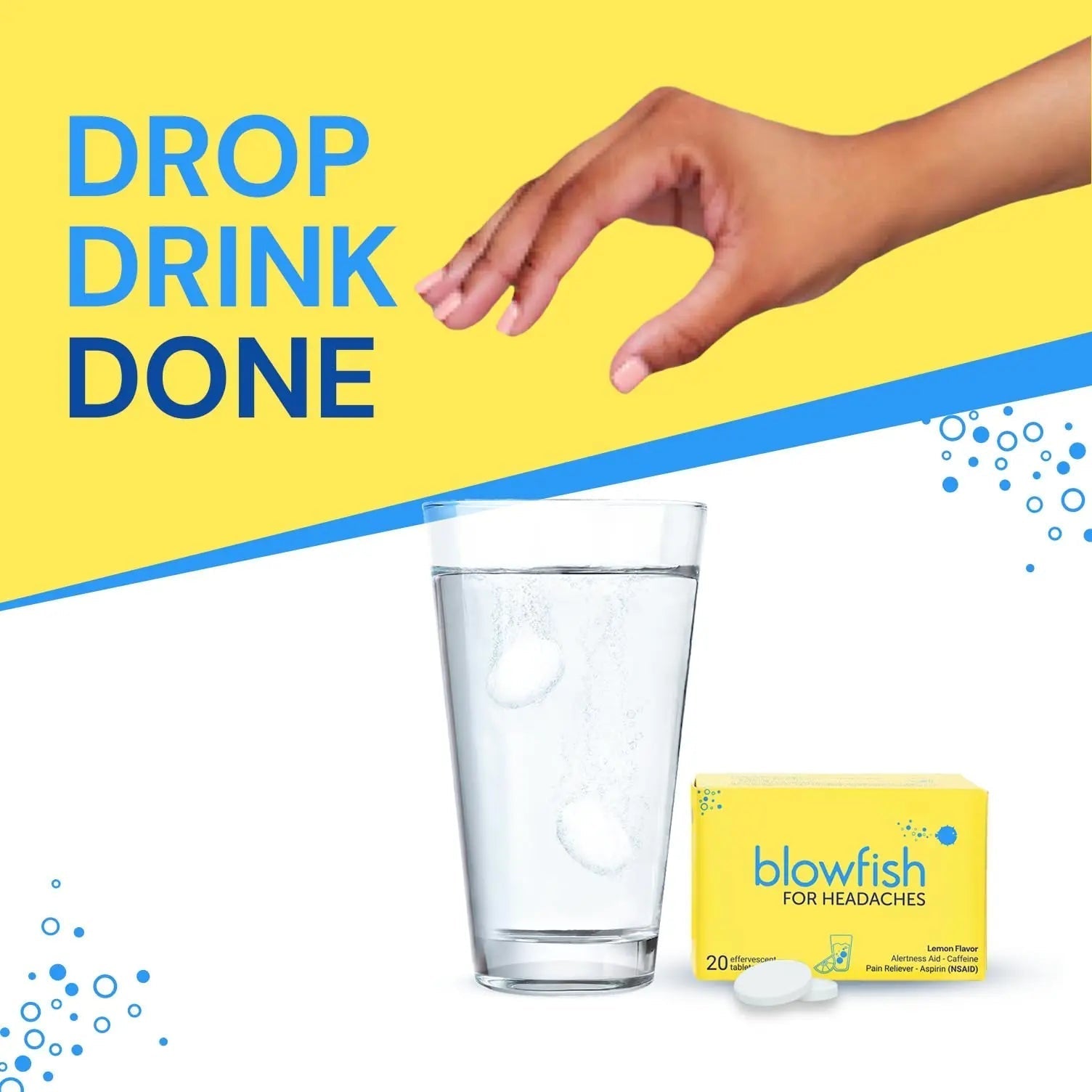 Blowfish for Headaches | Maximum Strength Effervescent Pain Relief Tablets – Treats Headaches Fast, 2X Faster Than Pills – Lemon Flavor (2 Pack) BlowfishBuy Supplements Australia