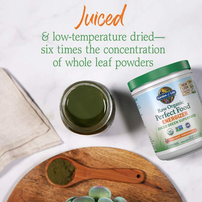 Garden of Life Raw Organic Perfect Food Energizer Juiced Green Superfood Powder - Yerba Mate Pomegranate, 30 Servings, Green Superfood Powder & Probiotics, Gluten Free Whole Food Greens Supplements Garden of LifeBuy Supplements Australia