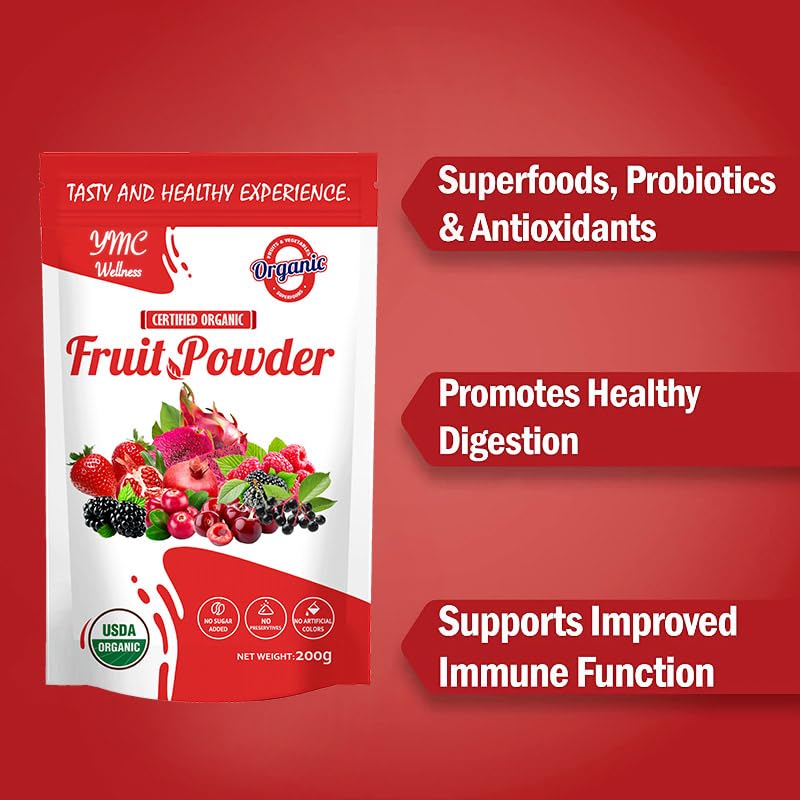 Organic Superfood Fruit Powder Smoothie & Juice mix - Antioxidants Rich Nutrients. Digestive Health, Weight Management, Immune Boosting, Energy boosting, Vitality, Vegan, Non- GMO, Gluten Free, Vegan. YMC WellnessBuy Supplements Australia