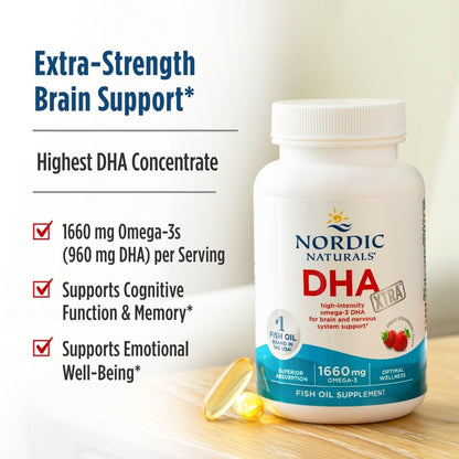 Nordic Naturals DHA Xtra, Strawberry - 60 Soft Gels - 1660 mg Omega-3 - High-Intensity DHA Formula for Brain & Nervous System Support - Non-GMO - 30 Servings Nordic NaturalsBuy Supplements Australia